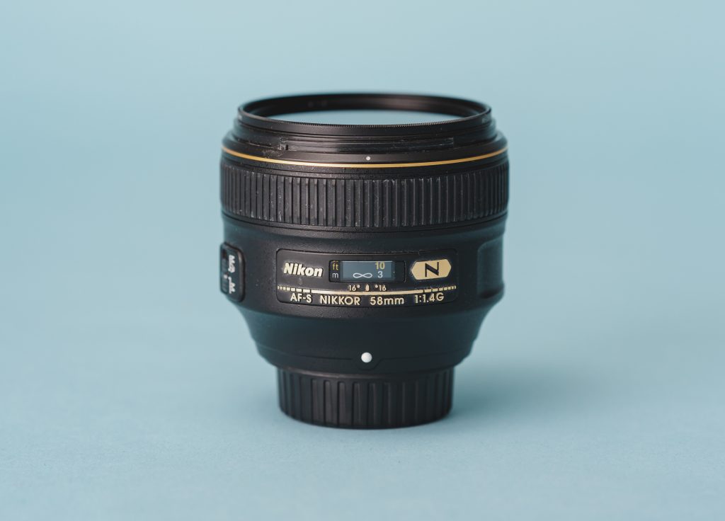 A 58mm prime lens for DLSR cameras. 