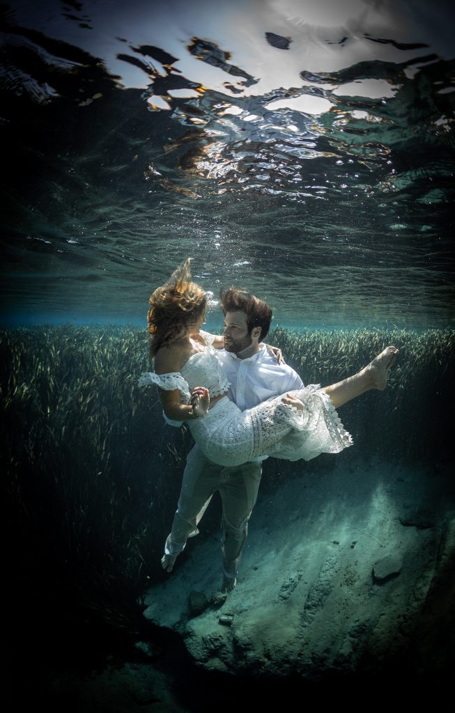 Underwater photography gives a photo shoot a touch of drama.