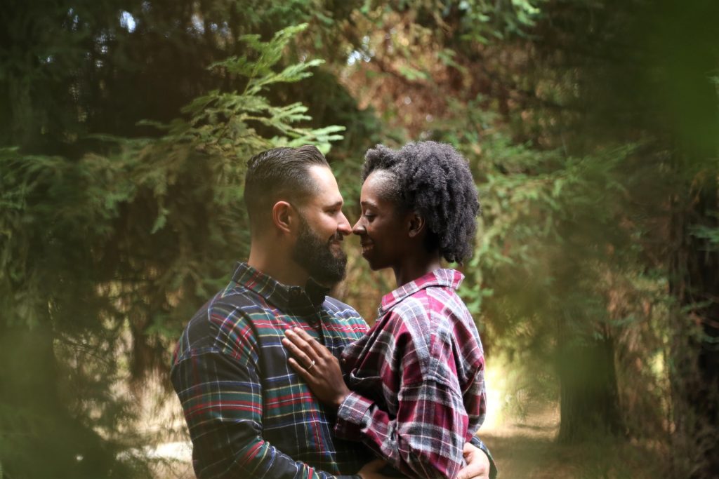 Comfortable clothes are best for engagement photos.