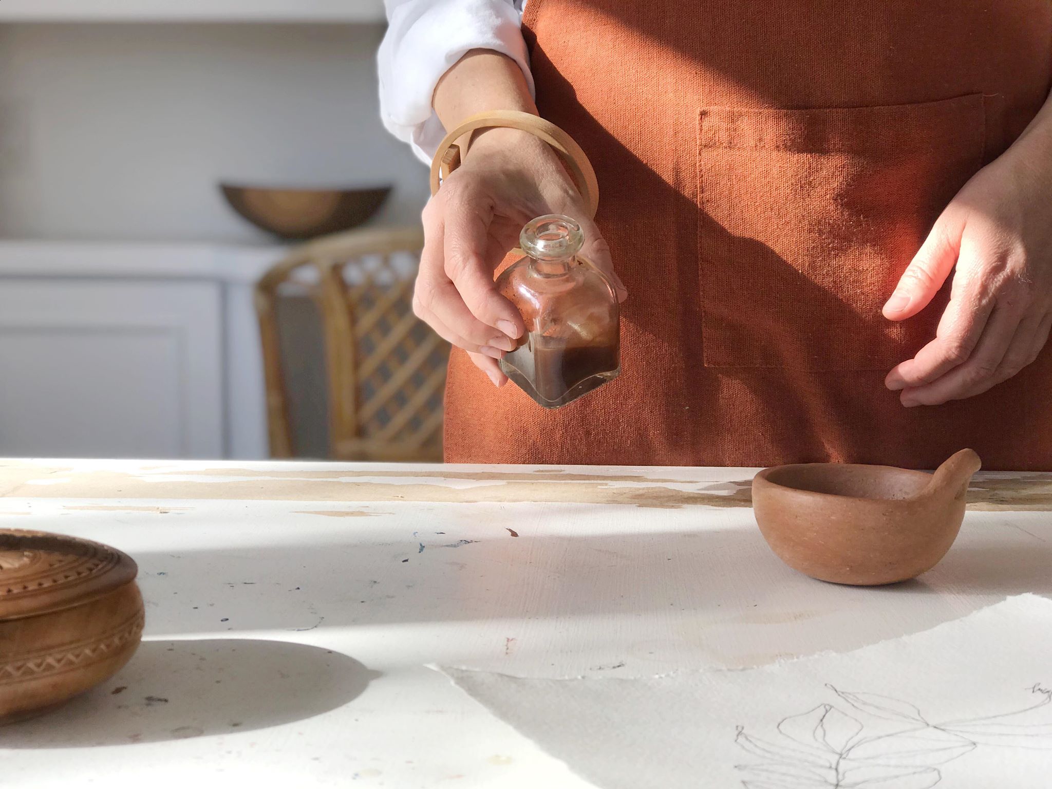 Artist Melissa Jenkins makes her own inks from natural sources.