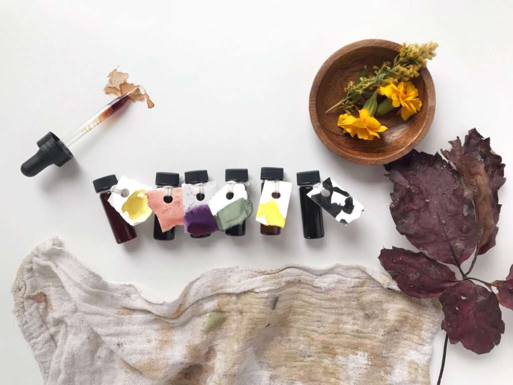 Natural inks created by artist Melissa Mary Jenkins. 