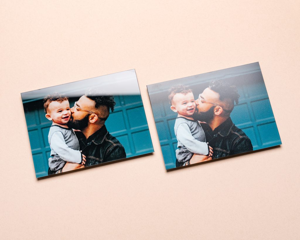 new matte glass prints of father and son