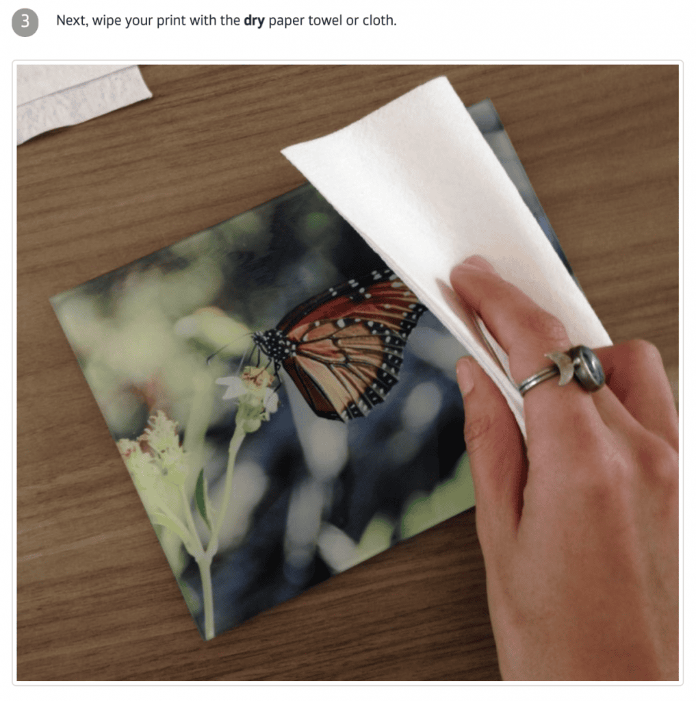 Wipe your glass prints with the dry microfiber cloth