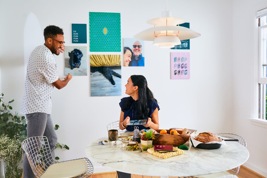 Glass prints in the dining room