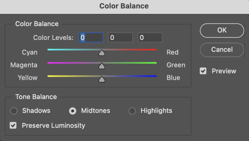 color balance in photoshop