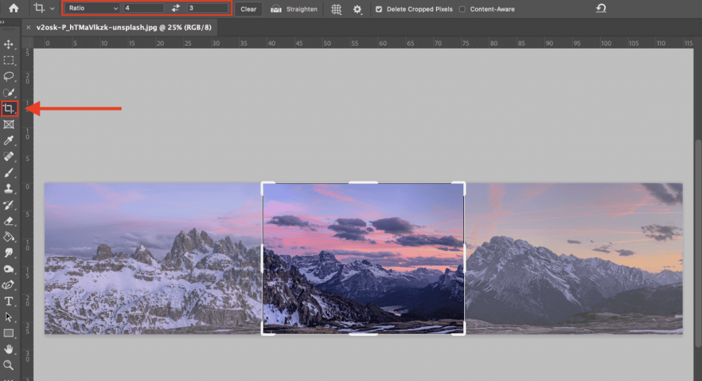 set up a crop for triptych
