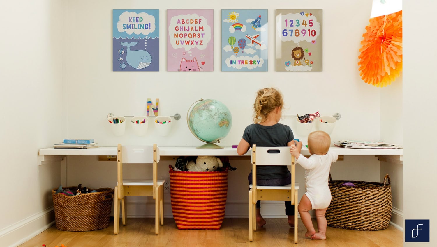 Educational theme nursery wall