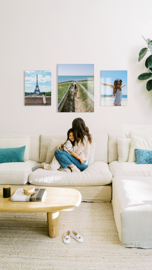 Mother's Day Gallery Wall layout featuring a row of 3 prints, with one large print in the middle.