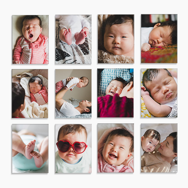 Bundle of Joy bundle of glass prints, this set of prints includes 12 extra small prints to capture a moment from each month of your baby's first year.